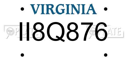 II8Q876 Virginia License Plate