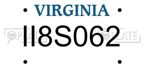 II8S062 Virginia License Plate