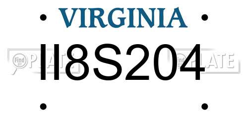 II8S204 Virginia License Plate