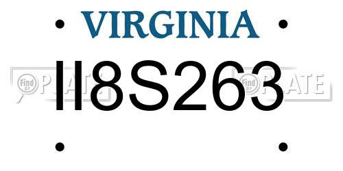 II8S263 Virginia License Plate