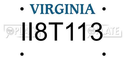 II8T113 Virginia License Plate