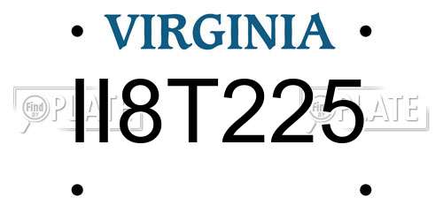 II8T225 Virginia License Plate