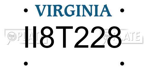 II8T228 Virginia License Plate