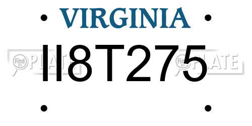II8T275 Virginia License Plate