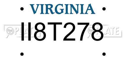 II8T278 Virginia License Plate