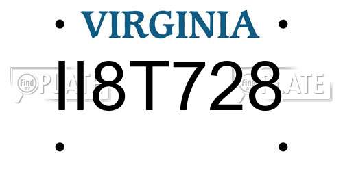 II8T728 Virginia License Plate