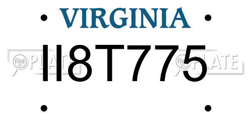 II8T775 Virginia License Plate