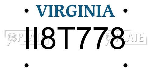 II8T778 Virginia License Plate