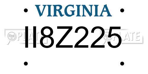 II8Z225 Virginia License Plate