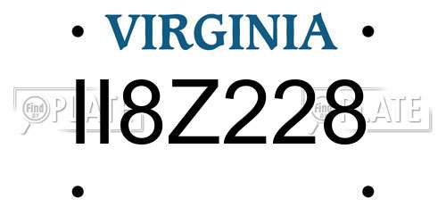 II8Z228 Virginia License Plate