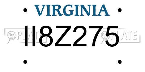 II8Z275 Virginia License Plate