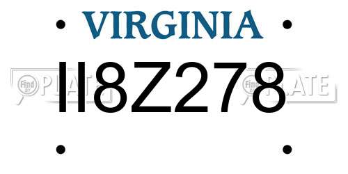 II8Z278 Virginia License Plate