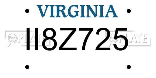 II8Z725 Virginia License Plate