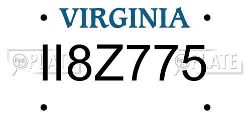 II8Z775 Virginia License Plate