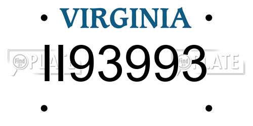 II93993 Virginia License Plate