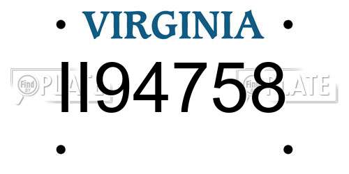 II94758 Virginia License Plate