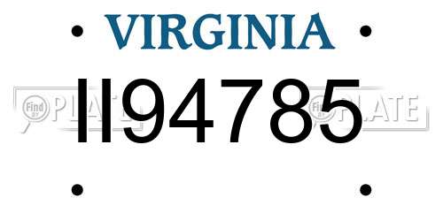 II94785 Virginia License Plate