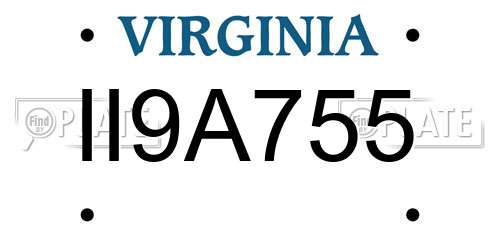 II9A755 Virginia License Plate