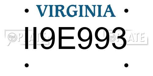 II9E993 Virginia License Plate