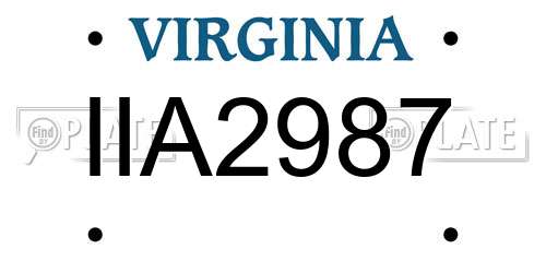 IIA2987 Virginia License Plate