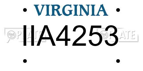IIA4253 Virginia License Plate