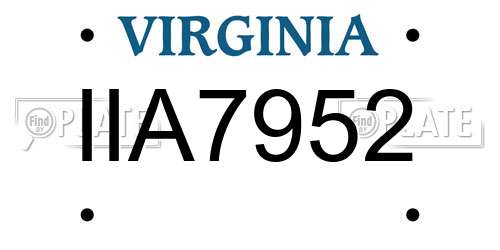 IIA7952 Virginia License Plate