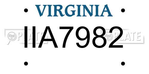 IIA7982 Virginia License Plate