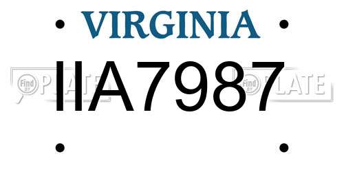 IIA7987 Virginia License Plate