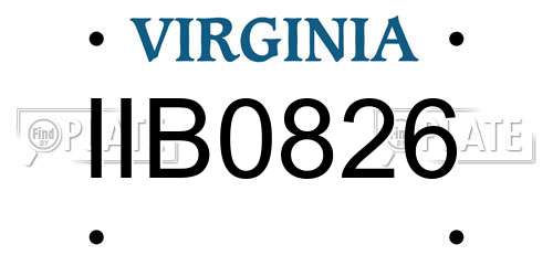 IIB0826 Virginia License Plate