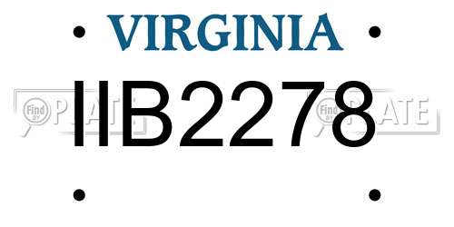 IIB2278 Virginia License Plate