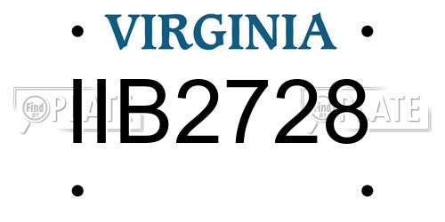 IIB2728 Virginia License Plate