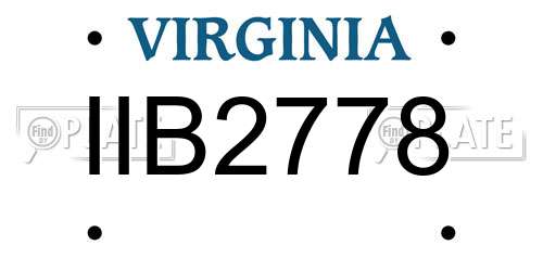 IIB2778 Virginia License Plate