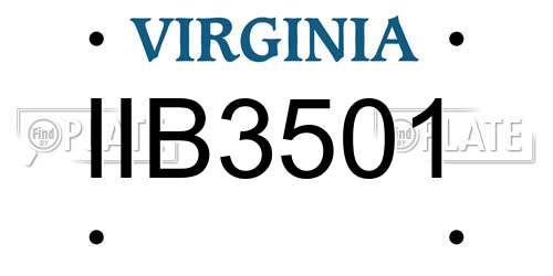 IIB3501 Virginia License Plate