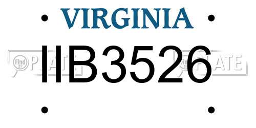 IIB3526 Virginia License Plate
