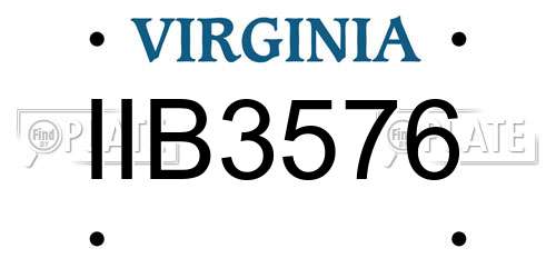 IIB3576 Virginia License Plate