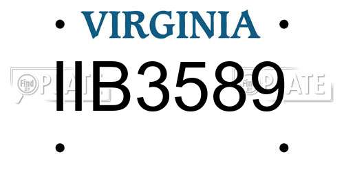 IIB3589 Virginia License Plate