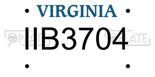 IIB3704 Virginia License Plate