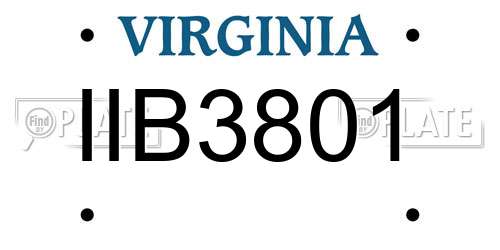 IIB3801 Virginia License Plate