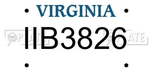 IIB3826 Virginia License Plate