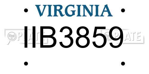 IIB3859 Virginia License Plate