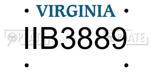 IIB3889 Virginia License Plate