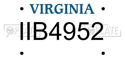 IIB4952 Virginia License Plate