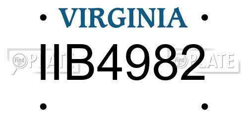IIB4982 Virginia License Plate