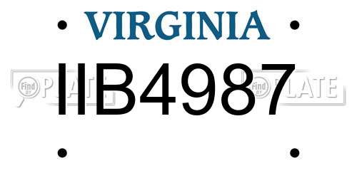 IIB4987 Virginia License Plate