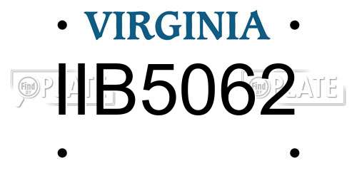 IIB5062 Virginia License Plate