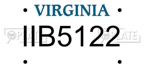 IIB5122 Virginia License Plate