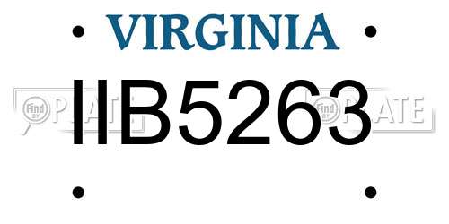 IIB5263 Virginia License Plate