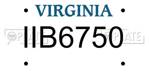 IIB6750 Virginia License Plate
