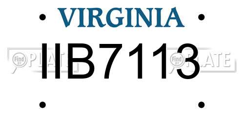 IIB7113 Virginia License Plate