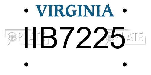 IIB7225 Virginia License Plate